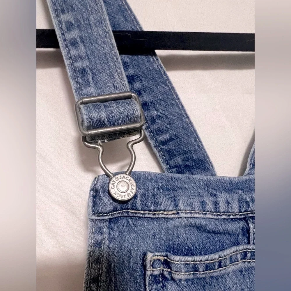 Cat & Jack Classic Blue Denim Overalls | Fall | Trendy | Casual | Cotton - Picture 7 of 15